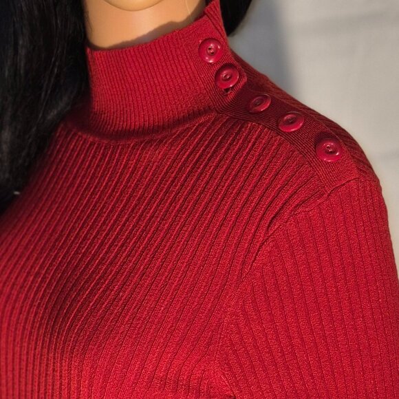WORTHINGTON Very Pretty Channeled Turtleneck sweater, Red in size Medium - Picture 10 of 16